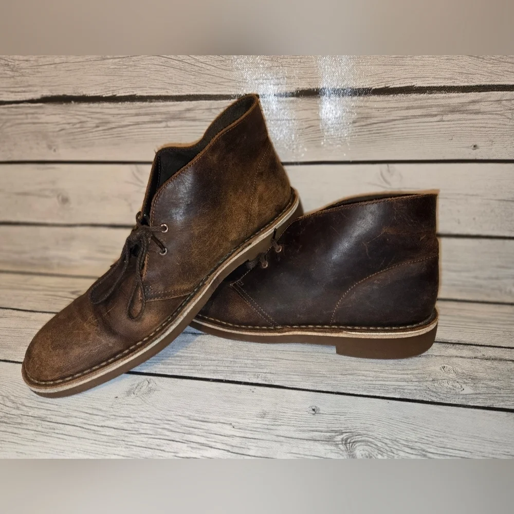 Clarks Men's Bushacre 2 Casual Chukka Boots Beeswax Dark Brown Size 11.5